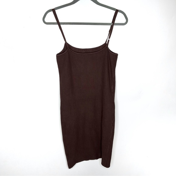 NWT House of Harlow 1960 Brown Ribbed Midi Bodycon Tank Top Dress Size Small - Picture 3 of 12